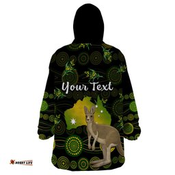custom personalised australia wearable blanket hoodie golden wattle mix kangaroo and map