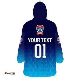custom personalised newcastle jets wearable blanket hoodie soccer club original style white