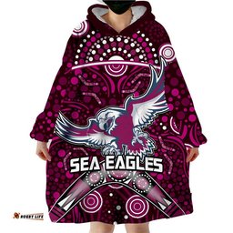 custom personalised sea eagles rugby wearable blanket hoodie boomerang indigenous dots