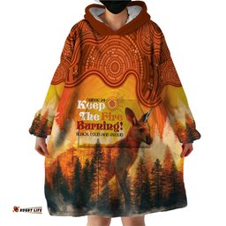 australian kangaroo forests naidoc 2024 wearable blanket hoodie aboriginal art style