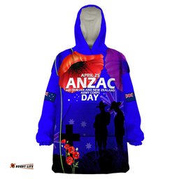 custom personalised australia and new zealand anzac wearable blanket hoodie lest we forget