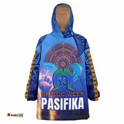 pasifika rugby snug hoodie custom naidoc week pasifika polynesian waves oodie blanket