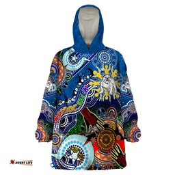 personalised bulldogs naidoc week 2024 wearable blanket hoodie australia aboriginal dot painting dt02