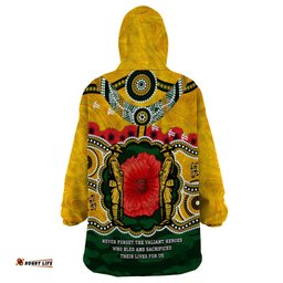 matildas anzac day 2024 wearable blanket hoodie australian army we will remember them aboriginal art