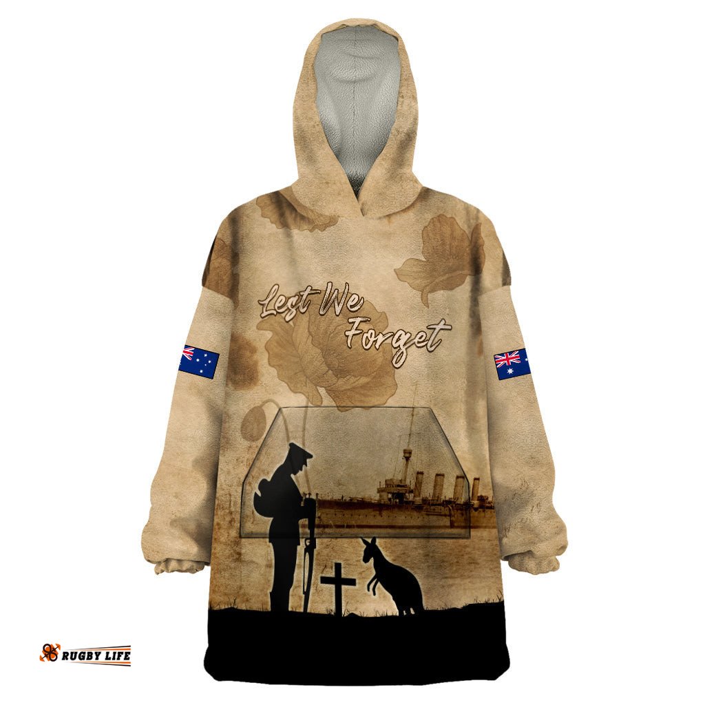 australia anzac day wearable blanket hoodie hmas sydney i chatham class light cruiser lt05