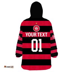 custom personalised western sydney wanderers wearable blanket hoodie soccer club original style black