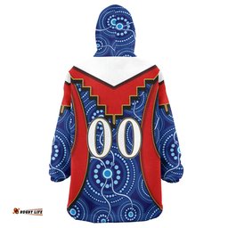roosters rugby snug hoodie custom rooster with rugby ball aboriginal dot painting personalised player and number oodie blanket