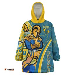 titans rugby snug hoodie custom gold coast titans pride mascot with aboriginal culture player and number oodie blanket