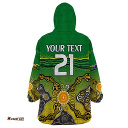 custom text and number australia cricket wearable blanket hoodie aboriginal dots style