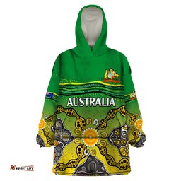 custom text and number australia cricket wearable blanket hoodie aboriginal dots style