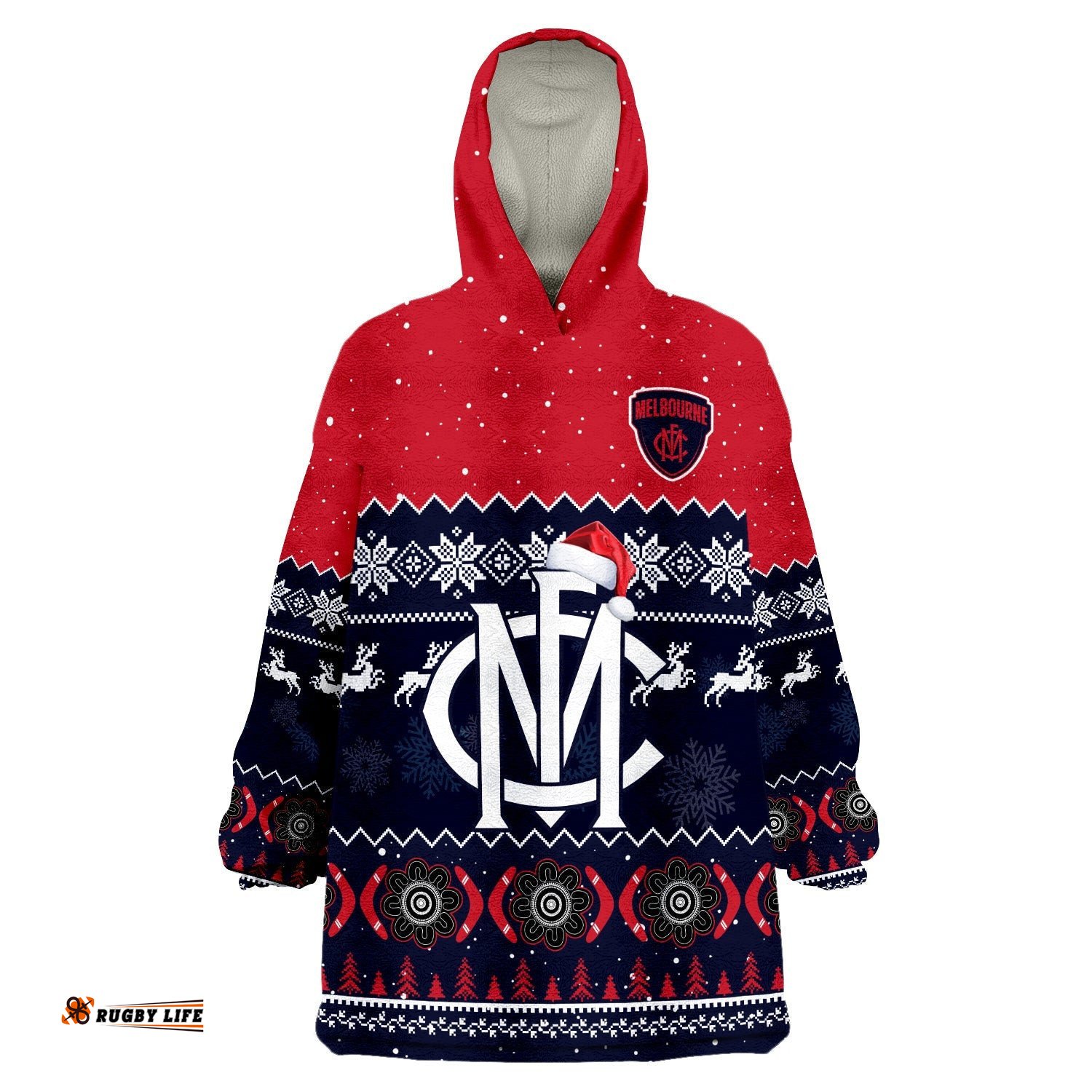 melbourne football wearable blanket hoodie demons indigenous merry christmas