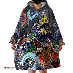 personalised panthers naidoc week 2024 wearable blanket hoodie australia aboriginal dot painting dt02