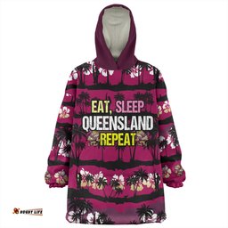 Cane Toads Sport Snug Hoodie - Eat Sleep Repeat With Tropical Patterns