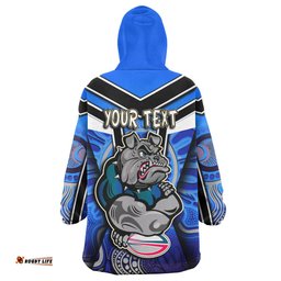 bulldogs rugby snug hoodie custom bulldog rugby ball with aboriginal pattern personalised player and number oodie blanket