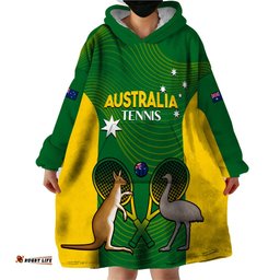 personalised australia tennis wearable blanket hoodie aussie pride national color