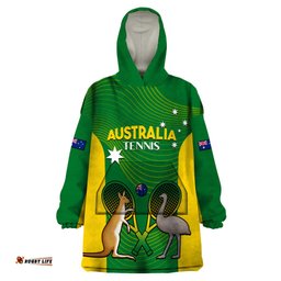 personalised australia tennis wearable blanket hoodie aussie pride national color