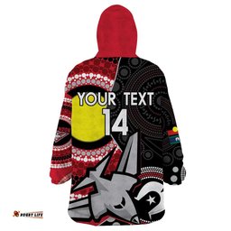 custom afl essendon naidoc week wearable blanket hoodie keep the fire burning indigenous art
