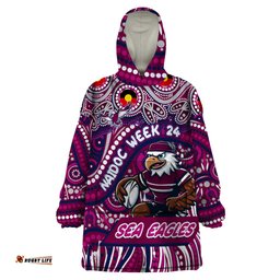 custom australia naidoc week 2024 wearable blanket hoodie sea eagles mascot keep the fire burning dt02