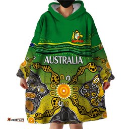 australia cricket wearable blanket hoodie aboriginal dots style