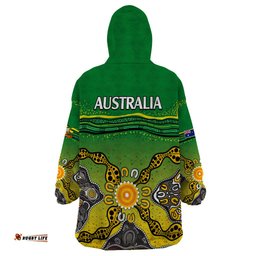 australia cricket wearable blanket hoodie aboriginal dots style