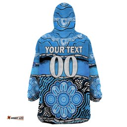 custom text and number blues rugby aboriginal wearable blanket hoodie new south wales state of origin