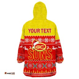 custom personalised gold coast football wearable blanket hoodie suns aboriginal merry christmas