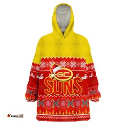 custom personalised gold coast football wearable blanket hoodie suns aboriginal merry christmas