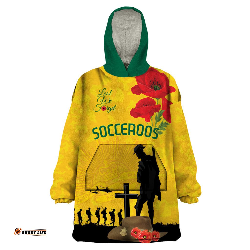 australia socceroos soccer anzac custom wearable blanket hoodie gallipoli soldier with camouflage art