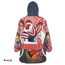 roosters rugby snug hoodie custom mighty roosters with aboriginal art personalised player and number oodie blanket