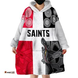 custom text and number saints football st kilda indigenous wearable blanket hoodie