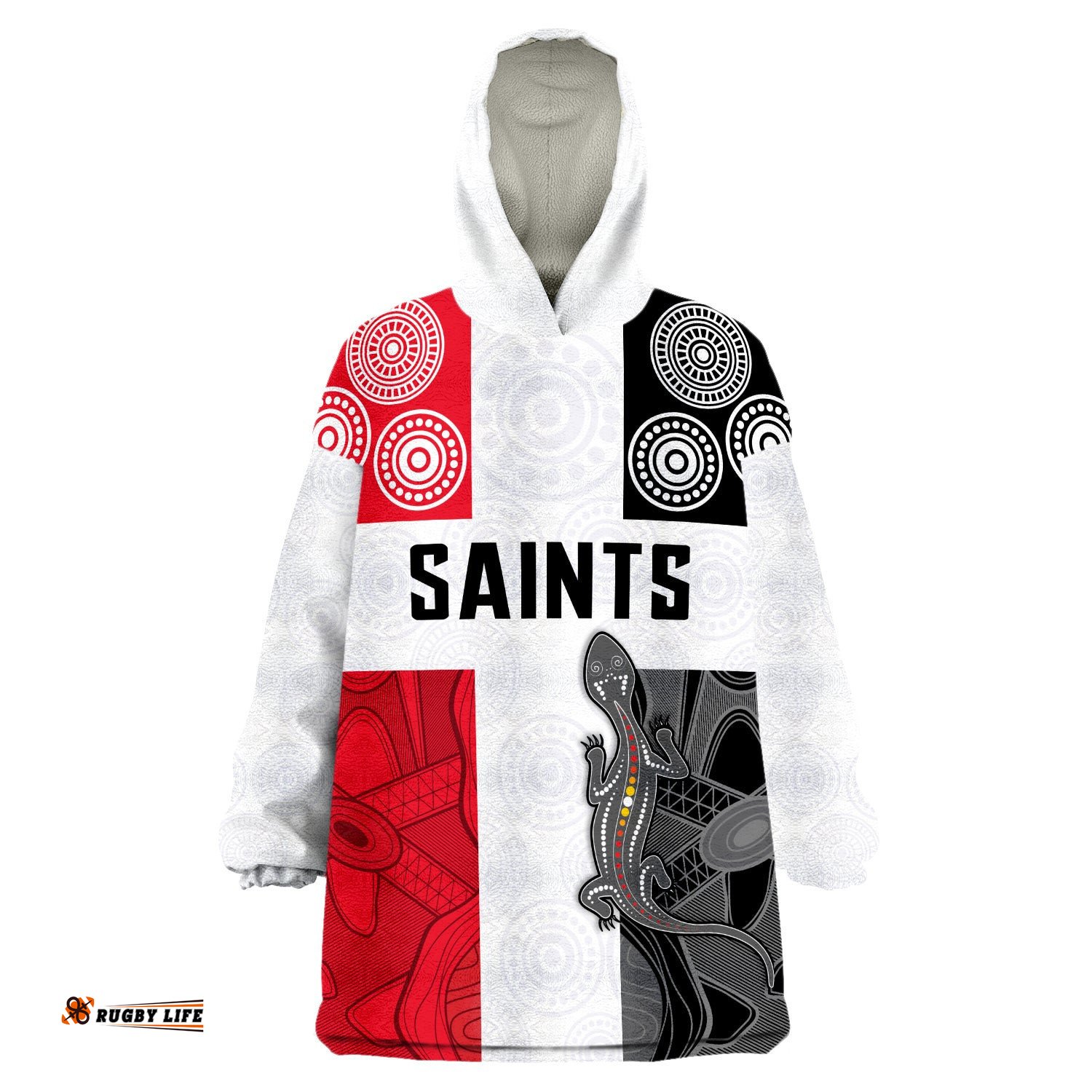 custom text and number saints football st kilda indigenous wearable blanket hoodie