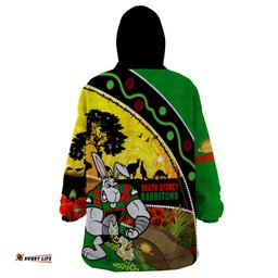 rabbitohs anzac day wearable blanket hoodie souths mascot rosemary starring night style