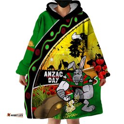 rabbitohs anzac day wearable blanket hoodie souths mascot rosemary starring night style