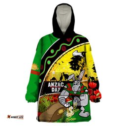 rabbitohs anzac day wearable blanket hoodie souths mascot rosemary starring night style