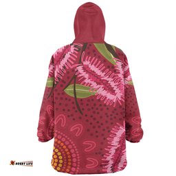 Australia Flowers Aboriginal Snug Hoodie - Pink Bottle Brush Flora In Indigenous Painting Snug Hoodie
