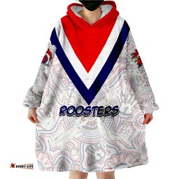 roosters rugby wearable blanket hoodie aboriginal