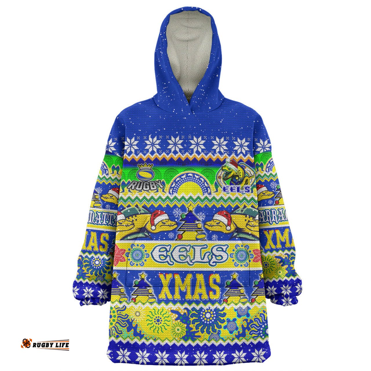 Parramatta Eels Christmas Aboriginal Custom Snug Hoodie - Indigenous Knitted Ugly Xmas Style Snug Hoodie
