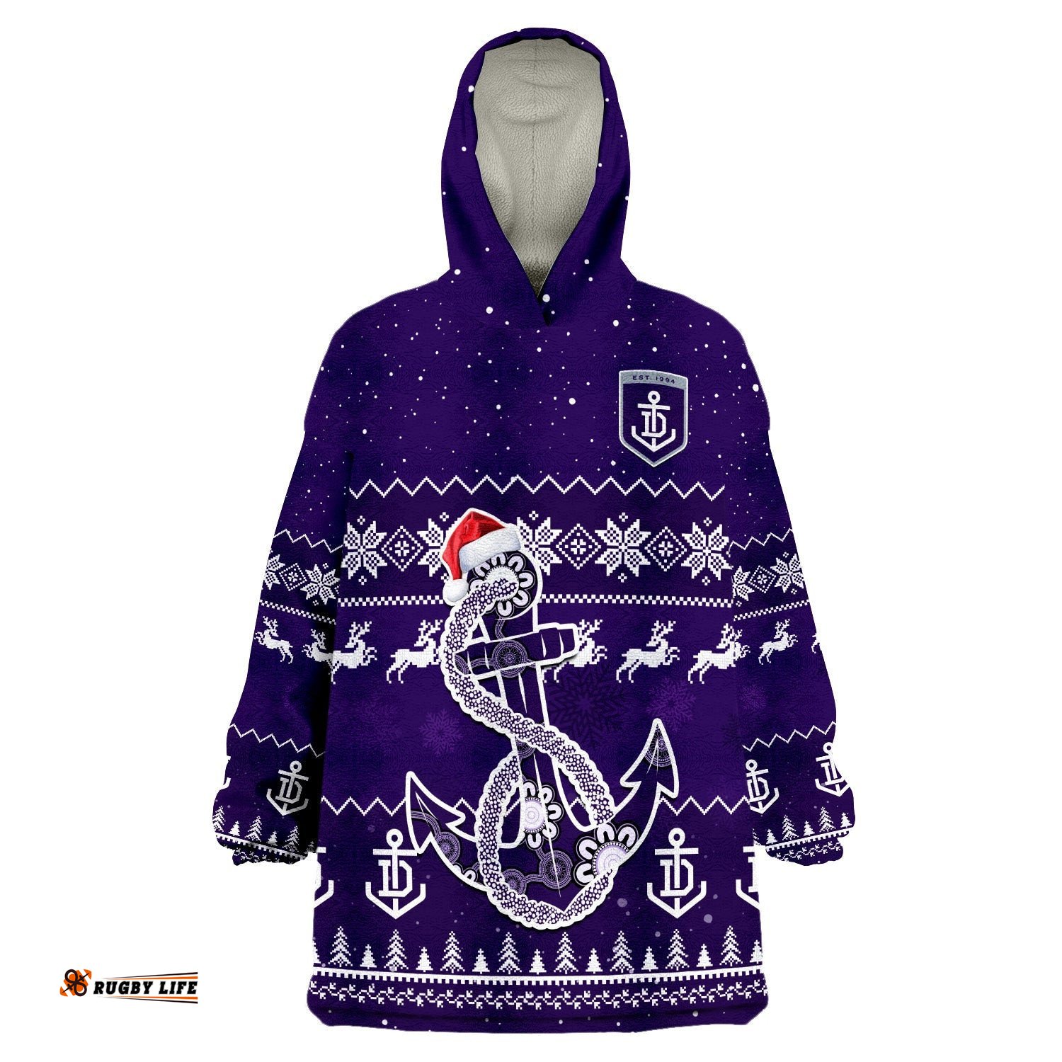 dockers football wearable blanket hoodie freo indigenous merry christmas