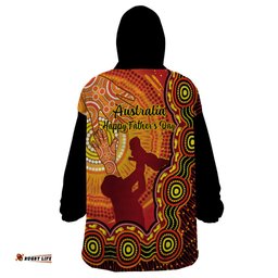 australia father day wearable blanket hoodie aussie best dad ever indigenous hand art