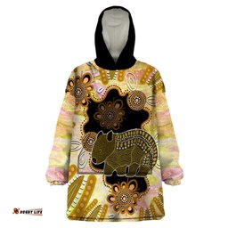 australia opal wombat wearable blanket hoodie aussie aboriginal art