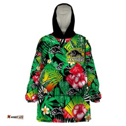 panthers rugby wearable blanket hoodie fashion tropical jungle flowers