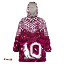 custom text and number qld maroons aboriginal and polynesia admirable wearable blanket hoodie
