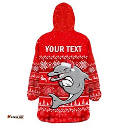 custom personalised dolphins rugby wearable blanket hoodie indigenous merry christmas