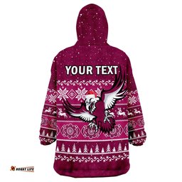 custom personalised sea eagles rugby wearable blanket hoodie indigenous silvertails merry christmas