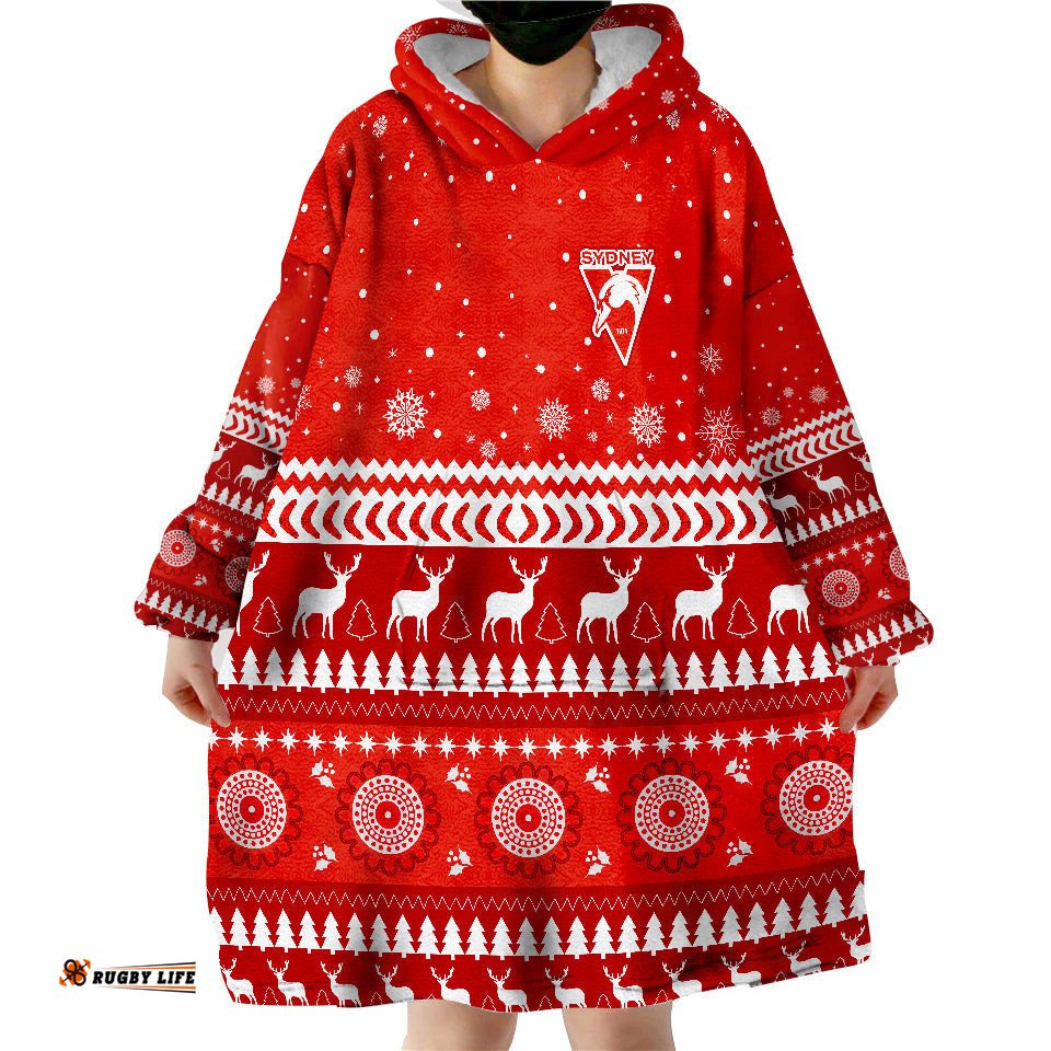 swans football christmas sydney wearable blanket hoodie