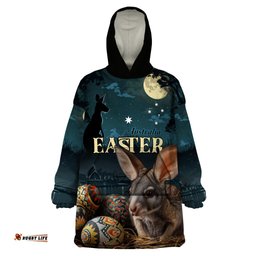 australia easter 2024 wearable blanket hoodie bunny with aboriginal eggs at starry night lt01