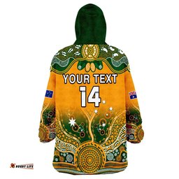 custom text and number australia rugby wearable blanket hoodie aussie sevens original indigenous
