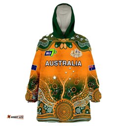 custom text and number australia rugby wearable blanket hoodie aussie sevens original indigenous