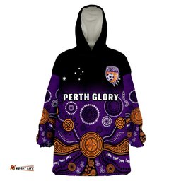 custom text and number perth glory football wearable blanket hoodie aboriginal art