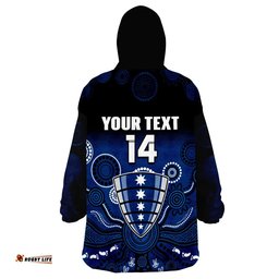 custom text and number melbourne rebels rugby wearable blanket hoodie gradient aboriginal